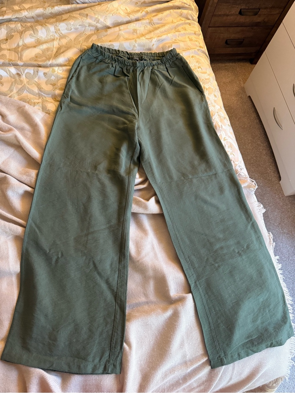 Olive Green Wide-Leg Bottoms